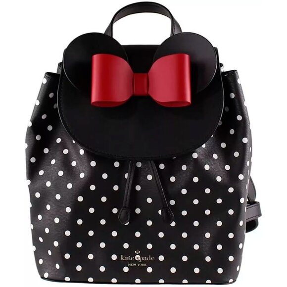 S NWB Kate Spade Disney Minnie Mouse Flap Black Leather Backpack K4642 main image 15